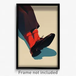 Art Poster - Man Feeling Amusement Wearing Acclaimed Red Socks (Print)