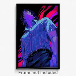 Anime Art Poster - Man Feeling Thankful Wearing Bulky Pinstripe Shirt (Print)