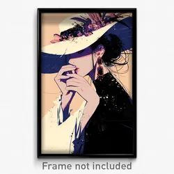 Art Poster - Woman Feeling Tenderness, Mysterious Hat Ornament (Art Print)