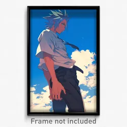 Anime Art Poster - Man Feeling Relaxed Wearing Angelic Summer Uniform (Print)
