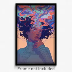 Art Poster - Woman Feeling Hopeless Wearing Gray Grey Sweater (Art Print)