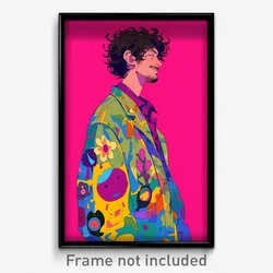 Art Poster - Man Feeling Liking Wearing Thrifty Popped Button (Print)