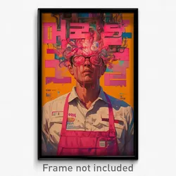 Korean Movie Poster - Man Feeling Worried, Scientific Pink Apron (Art Print)