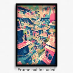 Art Poster - Long Counting House (Psychedelic Trippy Weird 11x17 Print)