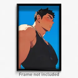 Anime Art Poster - Man Feeling Love Wearing Large Black Tank Top (Print)
