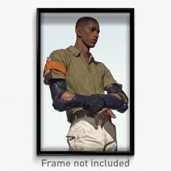 Art Poster - Man Feeling Focused Wearing Extra Large Elbow Pads (Art Print)