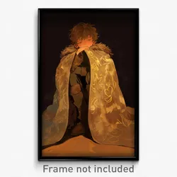 Art Poster - Boy Feeling Dismay Wearing Heartfelt Fur Cloak (Art Print)