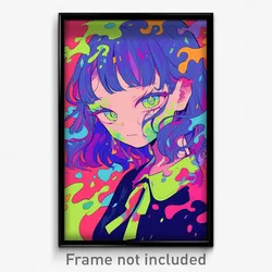 Anime Art Poster - Girl Feeling Resentment Wearing Candid Green Ribbon (Print)