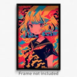 Anime Art Poster - Woman Feeling Angry Wearing Fancy Red Sailor Collar (Print)