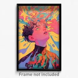 Anime Art Poster - Boy Feeling Dazed Wearing Glossy Turtleneck (Print)