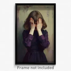Art Poster - Boy Feeling Surprise Wearing Purple Black Dress (Art Print)