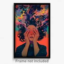 Movie Art Poster - Girl Feeling Overwhelmed, Well Worn Multicolored (Film Print)