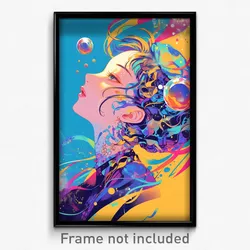 Anime Art Poster - Woman Feeling Confusion, Spherical Leaf Hair Ornament (Print)