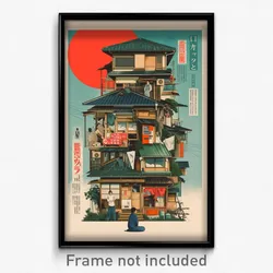 Japanese Movie Poster - Simplistic Historical Architecture (Film Art Print)