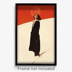 Icelandic Movie Poster - Woman Feeling Despair, White Black Coat (Art Print)