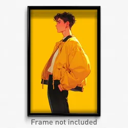 Art Poster - Boy Feeling Acceptance Wearing Yellow Cropped Jacket (Art Print)