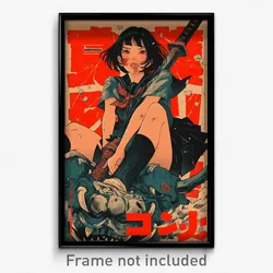 Japanese Movie Poster - Girl Feeling Greed, Warlike Biker Clothes (Art Print)