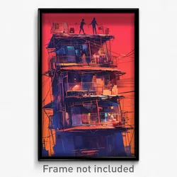 Thai Movie Poster - Wire Frame Shack Tenement (Thailand Retro Film Art Print)