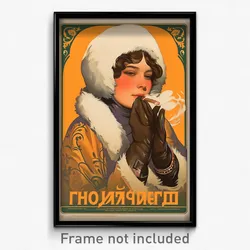Russian Movie Poster - Woman Feeling Envy, Realistic Fur Trimmed Cape (Print)