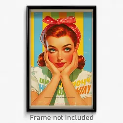 Russian Movie Poster - Woman Feeling Satisfaction, Humble Red Bow (Art Print)
