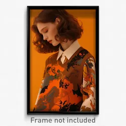 Art Poster - Woman Feeling Liking Wearing Taut Brown Sweater Vest (Print)