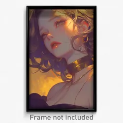 Anime Art Poster - Woman Feeling Disappointment, Wobbly Gold Choker (Print)