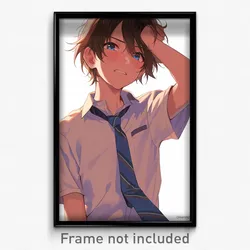 Anime Art Poster - Boy Feeling Spite, Comfortable Diagonal Striped Necktie