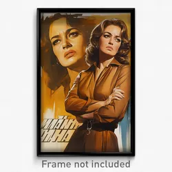 Greek Movie Poster - Woman Feeling Irritated, Luxurious Brown Bodysuit (Print)