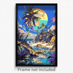 Art Poster - Gargantuan Exotic Island (Psychedelic Trippy Weird Cartoon Print)