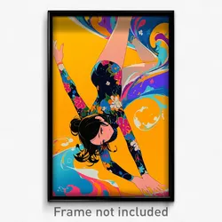 Anime Art Poster - Girl Feeling Cheerfulness, Acrobatic Clothes Lift (Print)