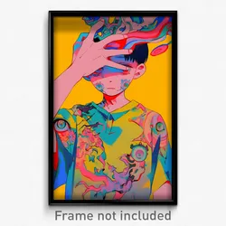 Anime Art Poster - Boy Feeling Puzzled, Orderly Expressive Clothes (Print)