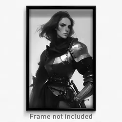 Art Poster - Woman Feeling Suspicious Wearing Thin Plate Armor (Art Print)