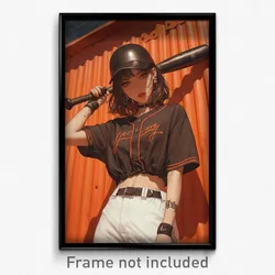 Art Poster - Woman Feeling Aggressive, Majestic Baseball Uniform (Art Print)