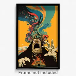 Movie Art Poster - Man Feeling Annoyance Wearing Curvy Bonnet (Retro Film Print)