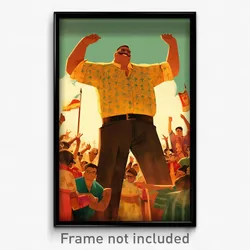 Bollywood Movie Poster - Man Feeling Pleased, Quirky Popped Button (Art Print)
