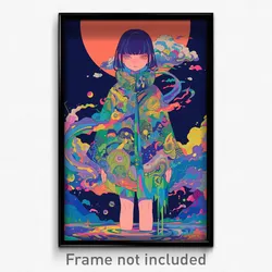 Anime Art Poster - Girl Feeling Loopy Wearing Luxurious Green Capelet (Print)