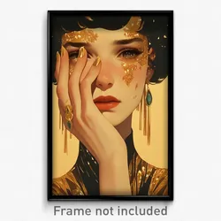 Icelandic Movie Poster - Woman Feeling Sorrow, Luxurious Gold (Art Print)
