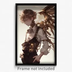 Anime Art Poster - Man Feeling Liking Wearing Aged Mechanical Wings (Print)