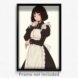 Art Poster - Woman Feeling Dispirited Wearing Scientific Maid Apron (Art Print)