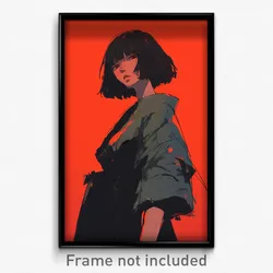 Anime Art Poster - Woman Feeling Apathy, Immaterial Jacket Around Waist (Print)