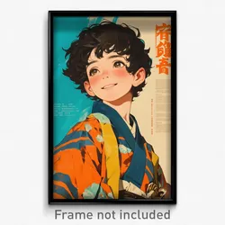 Chinese Movie Poster - Boy Feeling Pleased, Stunning Multicolored Kimono (Print)