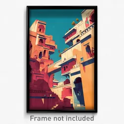 Bollywood Movie Poster - Novel Cartoon Architecture (India Retro Film Art Print)