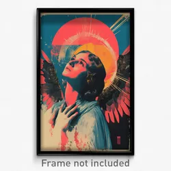 Greek Movie Poster - Woman Feeling Attraction, Hearty Angel Wings (Art Print)