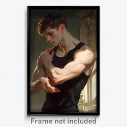 Art Poster - Man Feeling Envy Wearing Elegant Black Tank Top (Art Print)