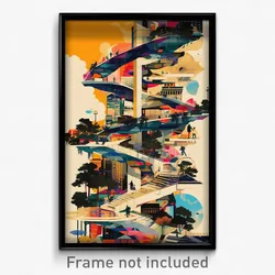 Hebrew Movie Poster - Vibrant Swedish Architecture (Israel Retro Film Art Print)