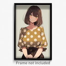 Anime Art Poster - Woman Feeling Politeness Wearing Golden Polka Dot (Print)