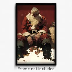 Art Poster - Man Feeling Dispirited Wearing Extra Large Santa (Art Print)