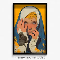 Movie Art Poster - Girl Feeling Unhappy Wearing Zany Veil (Retro Film Print)