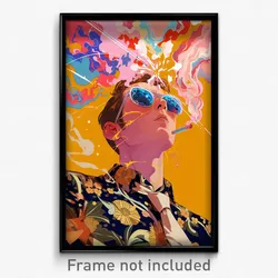 Greek Movie Poster - Boy Feeling Self Compassionate, Glass Blue Scrunchie