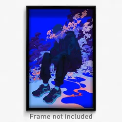 Anime Art Poster - Man Feeling Dejection, Well Groomed Hoodie Lift (Print)